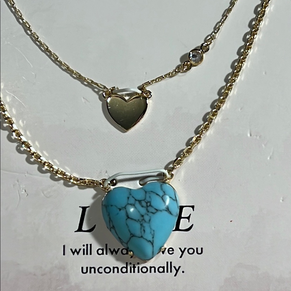 Believe By Brilliance LOVE Gold and Turquoise Necklace Set